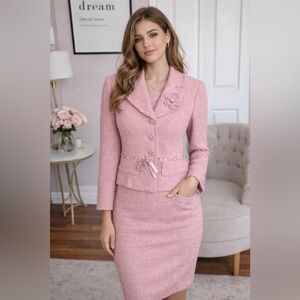 Sandra Angelozzi Pink Tweed Women's Skirt set